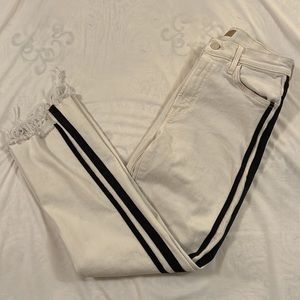 Mother White Jeans with Racing Stripe